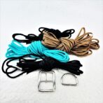 [公式]パラコードマクラメ編み＃147 ターコイズブルー・茶・黒の大、中型犬用首輪No177