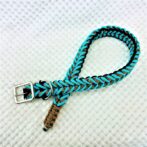 [公式]パラコードマクラメ編み＃147 ターコイズブルー・茶・黒の大、中型犬用首輪No177