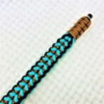 [公式]パラコードマクラメ編み＃147 ターコイズブルー・茶・黒の大、中型犬用首輪No177