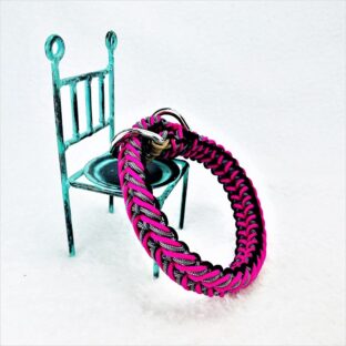 [公式]パラコードマクラメ編み＃148ローズ・ブルー・黒の小型犬・猫用首輪