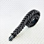 [公式]パラコードマクラメ編み＃149 白黒ダイヤ柄・黒の大、中型犬用首輪No179