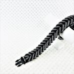 [公式]パラコードマクラメ編み＃149 白黒ダイヤ柄・黒の大、中型犬用首輪No179