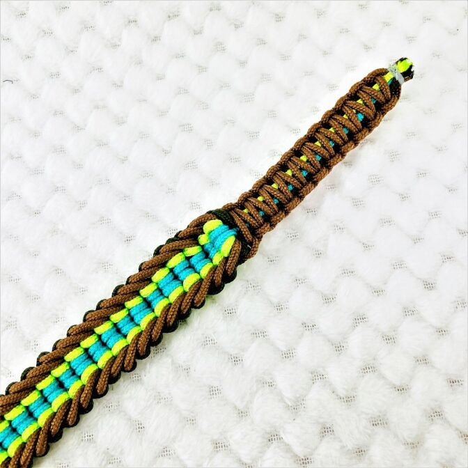 [公式]パラコードマクラメ編み＃151トルコブルー・グリーン・ダークグリーン・茶の小型犬・猫用首輪No181