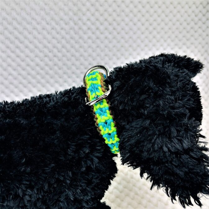 [公式]パラコードマクラメ編み＃151トルコブルー・グリーン・ダークグリーン・茶の小型犬・猫用首輪No181