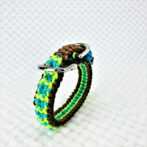 [公式]パラコードマクラメ編み＃151トルコブルー・グリーン・ダークグリーン・茶の小型犬・猫用首輪No181