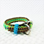 [公式]パラコードマクラメ編み＃151トルコブルー・グリーン・ダークグリーン・茶の小型犬・猫用首輪No181