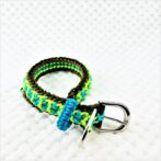 [公式]パラコードマクラメ編み＃151トルコブルー・グリーン・ダークグリーン・茶の小型犬・猫用首輪No181