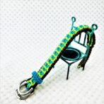 [公式]パラコードマクラメ編み＃151トルコブルー・グリーン・ダークグリーン・茶の小型犬・猫用首輪No181