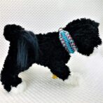 [公式]パラコードマクラメ編み＃152トルコブルー・ブルーまだら・グレー・赤まだら色の大、中型犬用首輪No182