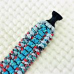 [公式]パラコードマクラメ編み＃152トルコブルー・ブルーまだら・グレー・赤まだら色の大、中型犬用首輪No182