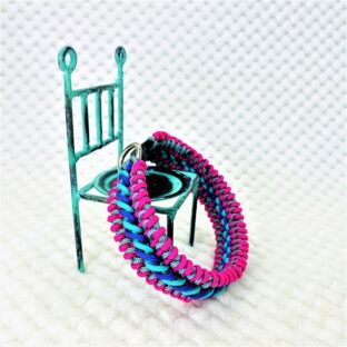 [公式]パラコード編み#153 紫・ブルー・ピンク・グレーの小型犬用首輪作り方No183