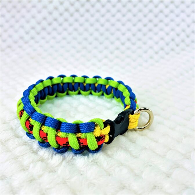 [公式]パラコードでマクラメ編み#155 平結びシリーズカラフル＆キュートNo2の小型犬用首輪No185