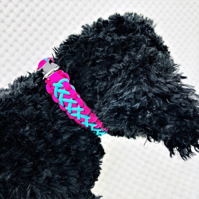 [公式]パラコードでマクラメ編み#158平結びシリーズカラフル＆キュートNo6の小型犬用首輪No188