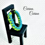 「キット]パラコード#95No124マクラメ編みブルーとグリーンの中型・小型犬・猫用首輪