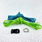 「キット]パラコード#95No124マクラメ編みブルーとグリーンの中型・小型犬・猫用首輪