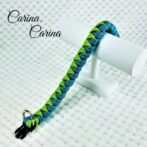 「キット]パラコード#95No124マクラメ編みブルーとグリーンの中型・小型犬・猫用首輪