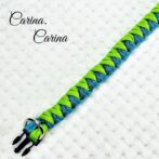 「キット]パラコード#95No124マクラメ編みブルーとグリーンの中型・小型犬・猫用首輪