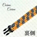 「キット]パラコード#97マクラメ編みオレンジ・白黒まだらの中型・大型犬用首輪No126