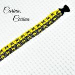 「キット]パラコード#98No127マクラメ編みイエローと茶まだらの大、中型犬用首輪