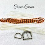 [キット]パラコード＃99No128マクラメ編み白とオレンジまだらの小型犬首輪