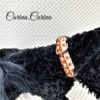 [キット]パラコード＃99No128マクラメ編み白とオレンジまだらの小型犬首輪