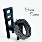 「キット]パラコード#104No134マクラメ編み黒と白黒まだらの大、中型犬用首輪