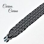 「キット]パラコード#104No134マクラメ編み黒と白黒まだらの大、中型犬用首輪