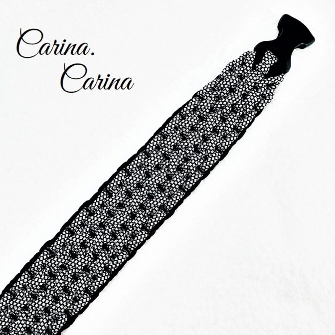 「キット]パラコード#104No134マクラメ編み黒と白黒まだらの大、中型犬用首輪