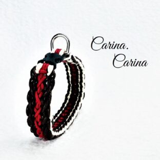 [キット]綿10％ロープ＃105No135マクラメ編み赤・茶・白の小型犬猫用首輪