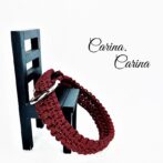 「キット]パラコード#109No139マクラメ編み赤と黒のダイヤ柄とネイビーの大、中型犬用首輪