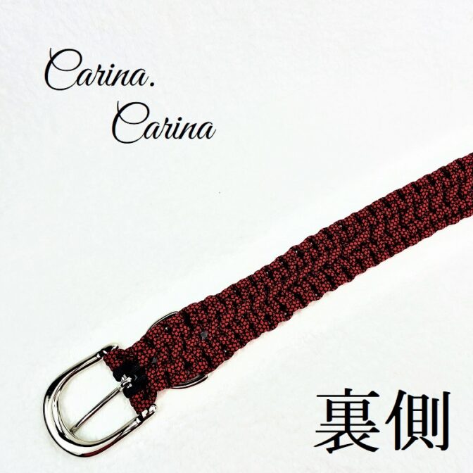 「キット]パラコード#109No139マクラメ編み赤と黒のダイヤ柄とネイビーの大、中型犬用首輪