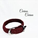 「キット]パラコード#109No139マクラメ編み赤と黒のダイヤ柄とネイビーの大、中型犬用首輪