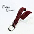 「キット]パラコード#109No139マクラメ編み赤と黒のダイヤ柄とネイビーの大、中型犬用首輪