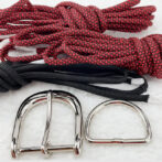 「キット]パラコード#109No139マクラメ編み赤と黒のダイヤ柄とネイビーの大、中型犬用首輪