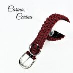 「キット]パラコード#109No139マクラメ編み赤と黒のダイヤ柄とネイビーの大、中型犬用首輪