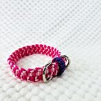 [公式]パラコードマクラメ編み＃161ローズとピンクの小型犬用首輪No191