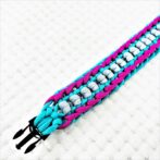 [公式]パラコードマクラメ編み＃162 オーキッドブルー・ローズ・グレーの中・大型犬用首輪No192