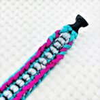 [公式]パラコードマクラメ編み＃162 オーキッドブルー・ローズ・グレーの中・大型犬用首輪No192