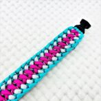 [公式]パラコードマクラメ編み＃162 オーキッドブルー・ローズ・グレーの中・大型犬用首輪No192