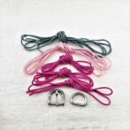 [キット]パラコードマクラメ編み＃163ローズとピンクとグレーの小型犬用首輪No193