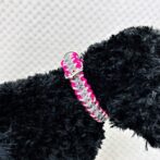 [公式]パラコードマクラメ編み＃163ローズとピンクとグレーの小型犬用首輪No193