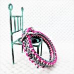 [公式]パラコードマクラメ編み＃163ローズとピンクとグレーの小型犬用首輪No193