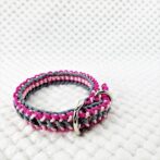 [公式]パラコードマクラメ編み＃163ローズとピンクとグレーの小型犬用首輪No193