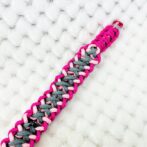 [公式]パラコードマクラメ編み＃163ローズとピンクとグレーの小型犬用首輪No193