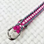 [公式]パラコードマクラメ編み＃163ローズとピンクとグレーの小型犬用首輪No193
