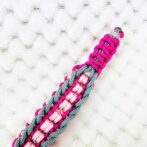 [公式]パラコードマクラメ編み＃163ローズとピンクとグレーの小型犬用首輪No193