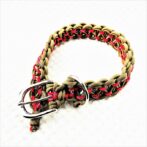 [公式]パラコードマクラメ編み＃164 薄茶、茶、赤まだら色の中・大型犬用首輪No194