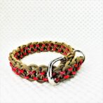 [公式]パラコードマクラメ編み＃164 薄茶、茶、赤まだら色の中・大型犬用首輪No194