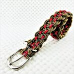 [公式]パラコードマクラメ編み＃164 薄茶、茶、赤まだら色の中・大型犬用首輪No194