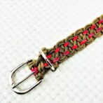 [公式]パラコードマクラメ編み＃164 薄茶、茶、赤まだら色の中・大型犬用首輪No194